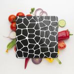 Decovetro Cam Kesme Tahtası Kare Siyah Geometrik Desenli 30x30 Cm