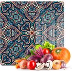 Decovetro Cam Kesme Tahtası Kare Yeşil Çini Desenli 30x30 Cm