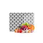 Decovetro Cam Kesme Tahtası Siyah Beyaz Geometrik Desenli 20x30 cm