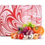 Decovetro Cam Kesme Tahtası ve Sunum Tablası Kırmızı Ebru Desenli - 30 x 40 cm