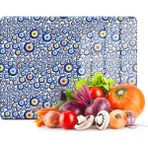 Decovetro Cam Kesme Tahtası ve Sunum Tablası Nazar Boncuk Desenli - 20 x 30 cm