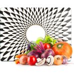 Decovetro Cam Kesme Tahtası ve Sunumluk Amore Siyah Beyaz Ayna Görünümü Desenli 20X30 cm - Çok Renkli