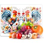 Decovetro Cam Kesme Tahtası ve Sunumluk Balkan Horoz Desenli 20 x 30 cm - Çok Renkli