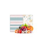 Decovetro Cam Kesme Tahtası ve Sunumluk Flower & Stripes Desenli 20 x 30 cm