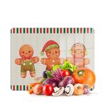 Decovetro Cam Kesme Tahtası ve Sunumluk Gingerbread Yeniyıl Kurabiye Desenli 30 x 40 cm