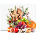 Decovetro Cam Kesme Tahtası ve Sunumluk Gingerbread Yılbaşı Kurabiye Desenli 30 x 40 cm - Çok Renkli