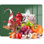 Decovetro Cam Kesme Tahtası ve Sunumluk Giorno Yeşil Yılbaşı Kar Desenli 20X30 cm