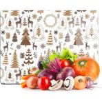 Decovetro Cam Kesme Tahtası ve Sunumluk Kahverengi Karışık Yılbaşı Desenli 30X40 cm