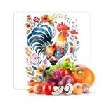 Decovetro Cam Kesme Tahtası ve Sunumluk Kare Balkan Horoz Desenli 30 x 30 cm
