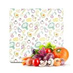 Decovetro Cam Kesme Tahtası ve Sunumluk Kare Karışık Meyve Sebze Desenli 30x30 Cm