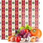 Decovetro Cam Kesme Tahtası ve Sunumluk Kare Kırmızı Geometrik Desenli 30X30 cm