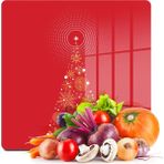 Decovetro Cam Kesme Tahtası ve Sunumluk Kare Kırmızı Yılbaşı Ağacı Desenli 30X30 cm