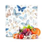Decovetro Cam Kesme Tahtası ve Sunumluk Kare Mavi Kelebek Desenli 30x30 Cm