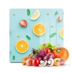 Decovetro Cam Kesme Tahtası ve Sunumluk Kare Meyve Desenli 30x30 Cm