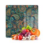 Decovetro Cam Kesme Tahtası ve Sunumluk Kare Şal Desenli 30 x 30 cm