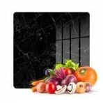 Decovetro Cam Kesme Tahtası ve Sunumluk Kare Siyah Granit Desenli 30x30 Cm