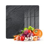 Decovetro Cam Kesme Tahtası ve Sunumluk Kare Siyah Taş Desenli 30x30 Cm