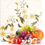 Decovetro Cam Kesme Tahtası ve Sunumluk Kare Vintage Beyaz Papatya 30X30 cm