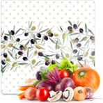 Decovetro Cam Kesme Tahtası ve Sunumluk Kare Zeytin Desenli 30 x 30 cm - Çok Renkli