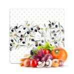 Decovetro Cam Kesme Tahtası ve Sunumluk Kare Zeytin Desenli 30 x 30 cm