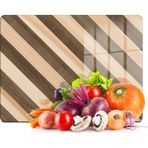 Decovetro Cam Kesme Tahtası ve Sunumluk Karışık Ahşap Desenli 20X30 cm - Çok Renkli