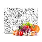 Decovetro Cam Kesme Tahtası ve Sunumluk Karışık Sebze Desenli 30x40 Cm