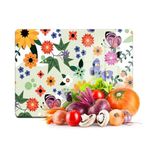Decovetro Cam Kesme Tahtası ve Sunumluk Kelebek ve Çiçek Desenli 20x30 Cm
