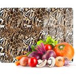 Decovetro Cam Kesme Tahtası ve Sunumluk Leopar Desenli 20 x 30 cm - Çok Renkli