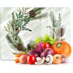 Decovetro Cam Kesme Tahtası ve Sunumluk Noel Yılbaşı Çelenk Desenli 30 x 40 cm - Yeşil - Renk