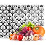 Decovetro Cam Kesme Tahtası ve Sunumluk Siyah Beyaz Geometrik Desenli 20X30 cm - Çok Renkli
