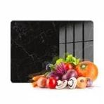 Decovetro Cam Kesme Tahtası ve Sunumluk Siyah Granit Desenli 20x30 Cm