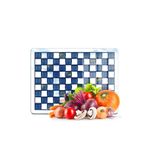 Decovetro Cam Kesme Tahtası ve Sunumluk ve Sunum Tabağı MacKenzie Mavi Beyaz 30x40 cm