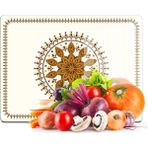 Decovetro Cam Kesme Tahtası ve Sunumluk ve Sunum Tabağı Renkli Çini Desenli 30X40 cm - 30 x 40 cm - Beyaz