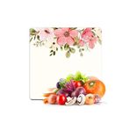 Decovetro Cam Kesme Tahtası ve Sunumluk Vintage Bej Renkli Çiçek 30x30 cm