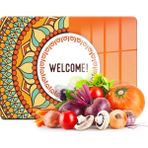 Decovetro Cam Kesme Tahtası ve Sunumluk Welcome Desenli 30x40 Cm - 30 x 40 cm