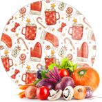 Decovetro Cam Kesme Tahtası ve Sunumluk Yuvarlak Christmas Yılbaşı Desenli 30 x 30 cm - Çok Renkli