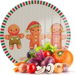 Decovetro Cam Kesme Tahtası ve Sunumluk Yuvarlak Gingerbread Yeniyıl Kurabiye Desenli 30 x 30 cm - Çok Renkli