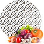 Decovetro Cam Kesme Tahtası ve Sunumluk Yuvarlak Kahverengi Geometrik Desenli 30X30 cm