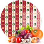Decovetro Cam Kesme Tahtası ve Sunumluk Yuvarlak Kırmızı Beyaz Geometrik Desenli 30X30 cm - 30 x 30 cm