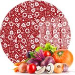 Decovetro Cam Kesme Tahtası ve Sunumluk Yuvarlak Kırmızı Yılbaşı Desenli 30X30 cm