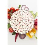 Decovetro Cam Kesme Tahtası ve Sunumluk Yuvarlak Love Serisi Minik Kalpler Desenli 30 x 30 cm - Çok Renkli