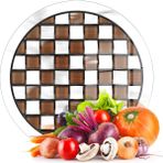 Decovetro Cam Kesme Tahtası ve Sunumluk Yuvarlak Mackenzie Kahve Beyaz 30X30 cm