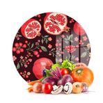 Decovetro Cam Kesme Tahtası ve Sunumluk Yuvarlak Nar Desenli 30 x 30 cm
