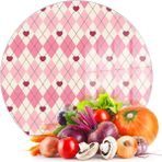 Decovetro Cam Kesme Tahtası ve Sunumluk Yuvarlak Pembe Baklava Desenli 30 x 30 cm - Çok Renkli