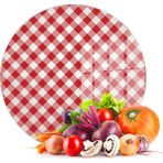 Decovetro Cam Kesme Tahtası Yuvarlak Kırmızı Beyaz Desenli 30x30 Cm