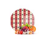 Decovetro Cam Kesme Tahtası Yuvarlak Kırmızı Beyaz Geometrik Desenli 30x30 cm