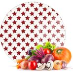 Decovetro Cam Kesme Tahtası Yuvarlak Kırmızı Yıldız Desenli 30X30 cm