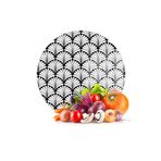 Decovetro Cam Kesme Tahtası Yuvarlak Siyah Beyaz Geometrik Desenli 30x30 cm