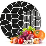 Decovetro Cam Kesme Tahtası Yuvarlak Siyah Geometrik Desenli 30x30 Cm