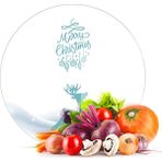 Decovetro Cam Kesme Tahtası Yuvarlak Yılbaşı Geyik Desenli 30X30 cm